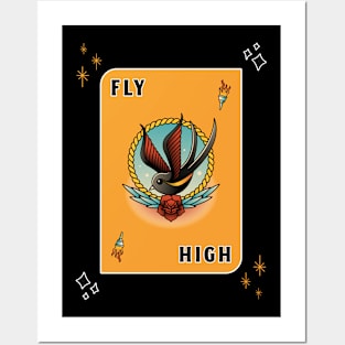 Fly High Bird Tattoo Posters and Art